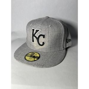 New Era 59FIFTY Kansas City Royals Hat Gray MLB Cap KC 5950 Size 7 3/8 Custom